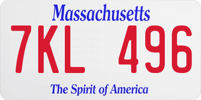 MA license plate 7KL496
