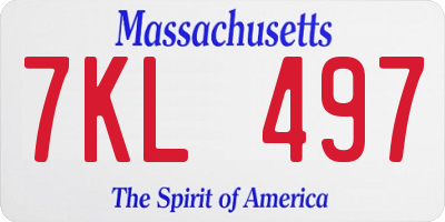 MA license plate 7KL497