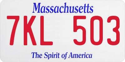 MA license plate 7KL503