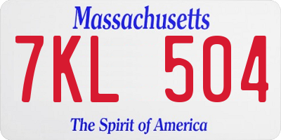 MA license plate 7KL504
