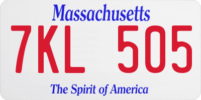 MA license plate 7KL505