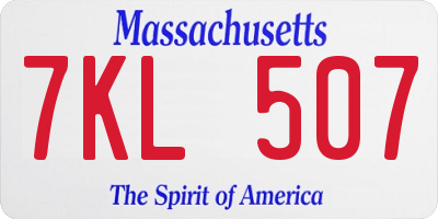 MA license plate 7KL507