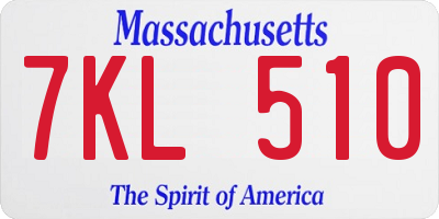 MA license plate 7KL510