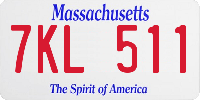 MA license plate 7KL511
