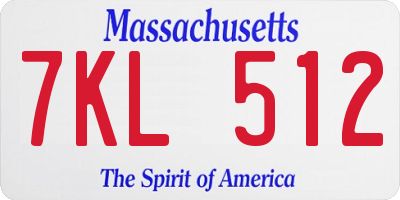 MA license plate 7KL512