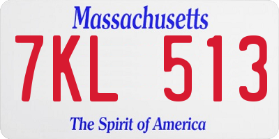 MA license plate 7KL513