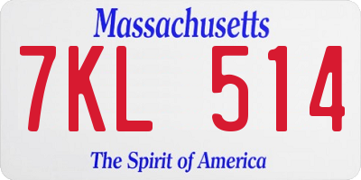 MA license plate 7KL514