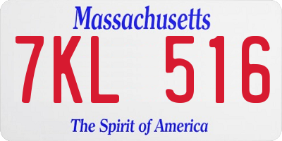 MA license plate 7KL516