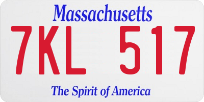 MA license plate 7KL517