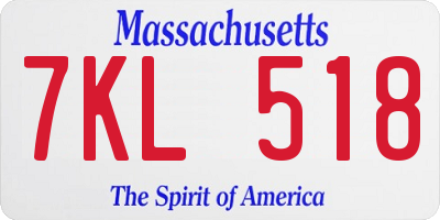 MA license plate 7KL518