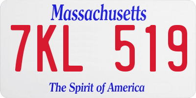 MA license plate 7KL519