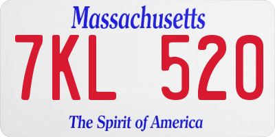 MA license plate 7KL520