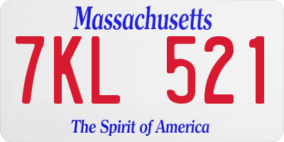 MA license plate 7KL521