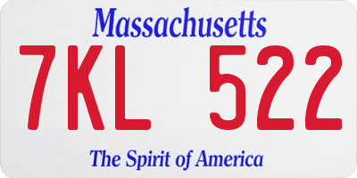 MA license plate 7KL522