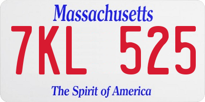MA license plate 7KL525