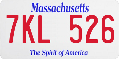 MA license plate 7KL526