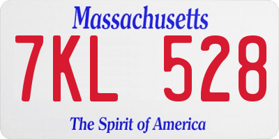 MA license plate 7KL528