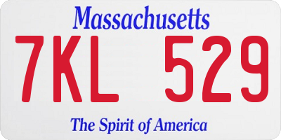 MA license plate 7KL529