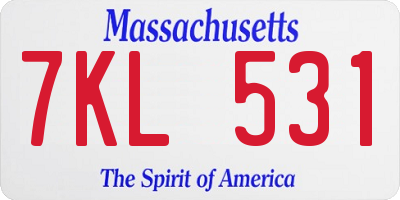MA license plate 7KL531