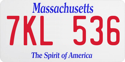 MA license plate 7KL536