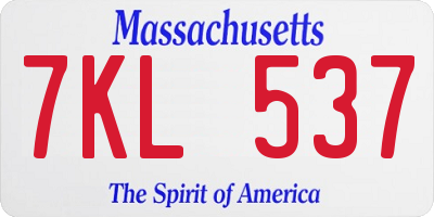 MA license plate 7KL537