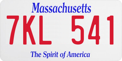MA license plate 7KL541