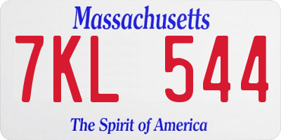 MA license plate 7KL544