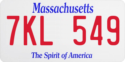 MA license plate 7KL549