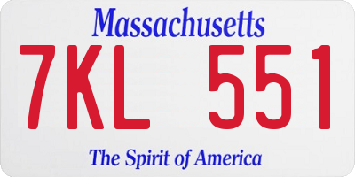MA license plate 7KL551