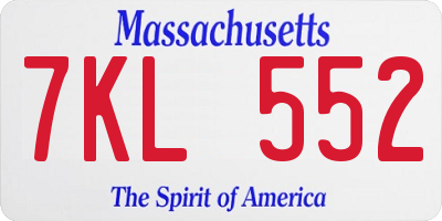 MA license plate 7KL552