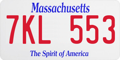 MA license plate 7KL553