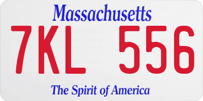 MA license plate 7KL556