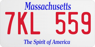 MA license plate 7KL559