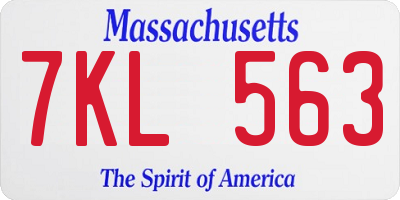 MA license plate 7KL563