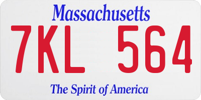 MA license plate 7KL564