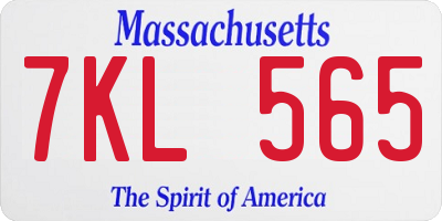 MA license plate 7KL565