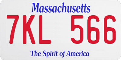 MA license plate 7KL566