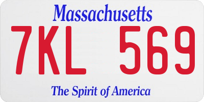 MA license plate 7KL569