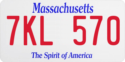 MA license plate 7KL570