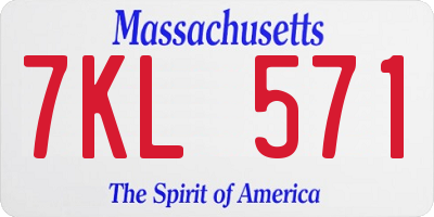 MA license plate 7KL571