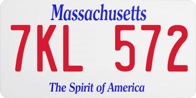 MA license plate 7KL572