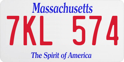 MA license plate 7KL574