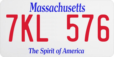MA license plate 7KL576