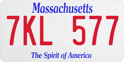 MA license plate 7KL577