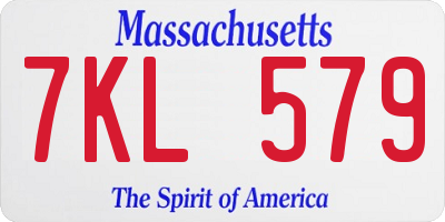 MA license plate 7KL579