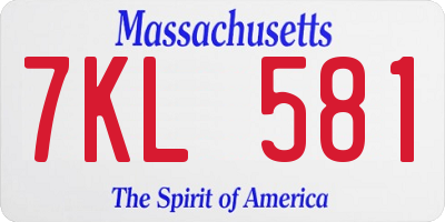 MA license plate 7KL581