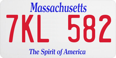 MA license plate 7KL582
