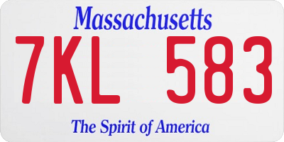 MA license plate 7KL583