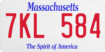 MA license plate 7KL584