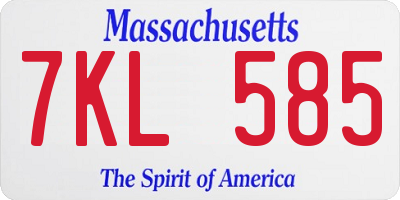 MA license plate 7KL585